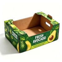 Caisse à avocats personnalisée, petite, fraîche, imprimée en vert, en carton ondulé, boîte cadeau pour fruits, pour l'emballage et la présentation des produits