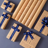 Papier d'emballage rétro en cuir de vachette, style journal anglais, pour emballage cadeau et fleurs, en papier kraft enduit de PVC recyclable, pour couverture de livre, Chine