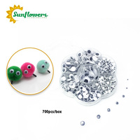 Lot de 700 yeux ronds de sécurité en plastique, pour enfant, unisexe, 4mm-12mm, kit de bricolage en plastique portable, accessoires pour pièces RC, blanc et noir