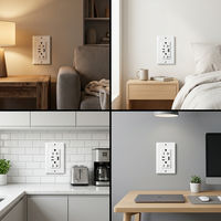 Prise murale 20A avec ports USB A et double USB C 5V, résistante aux manipulations, IP44, homologuée US ETL