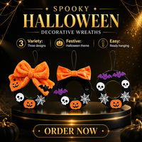 Décoration de porte d'Halloween personnalisée en gros, guirlande réutilisable en coton avec motifs de citrouille, fantôme et sorcière pour porche d'entrée