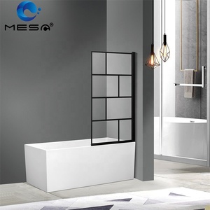 Paroi de douche pour <span class=keywords><strong>baignoire</strong></span> avec porte coulissante en verre à fermeture douce et cadre en aluminium <span class=keywords><strong>noir</strong></span> - Product Image 6