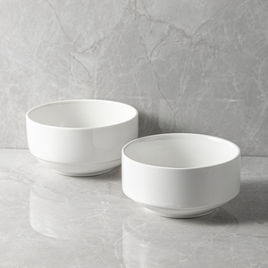 Bol en porcelaine blanche brillante minimaliste Jiujiuju avec logo personnalisé, pour restaurant, buffet d'hôtel, <span class=keywords><strong>petit</strong></span>-<span class=keywords><strong>déjeuner</strong></span>, céramique, four, blanc, empilable - Product Image 3
