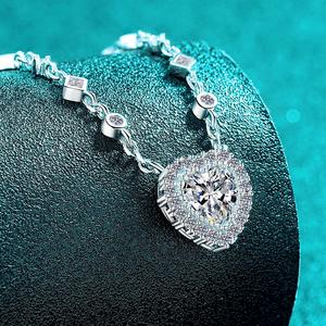 ใหม่สร้อยคอเพชรโมอิสสีเงินสเตอร์ลิงสำหรับ S925จี้กระเป๋าหัวใจสำหรับผู้หญิงใช้งานได้หลากหลายสร้อยกระดูกไหปลาร้าแบบเรียบง่ายเฉพาะที่และหวาน - Product Image 3