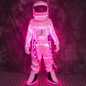 Süper düşük fiyat LED giyim yetişkin astronot Cosplay giyim kızdırma elbise parti gece kulübü uzay Glow sahne kostüm