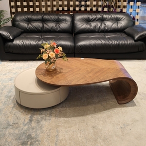 <span class=keywords><strong>Table</strong></span> <span class=keywords><strong>basse</strong></span> de salon créative en forme de feuille, <span class=keywords><strong>table</strong></span> centrale design haut de gamme avec tiroir, <span class=keywords><strong>table</strong></span> à thé moderne en bois pour la maison, en vente - Product Image 3