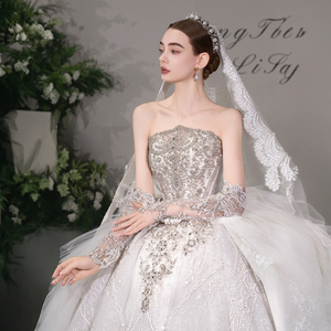 GT144 Modern Premium Luxury Chapel Train Plus Size <b>Wedding</b> Dresses Ball Gown for - Product Image 3