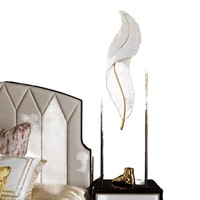 Applique Murale LED Moderne et Simple en Forme de Plume, Design Feuille Tendance en Résine, 3 Températures de Couleur, Intensité Variable, Idéale pour Salon, Chambre de Luxe, Chevet, Café