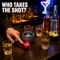 Jeu de verres à shot rotatifs 'Spin the Shot' avec flèche et verre personnalisables en couleur, jeu de boisson pour fêtes et bars, vente en gros