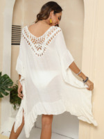 Stock Factory Sexy Sonnencreme Casual Style Kurz Sarong Rüschen Handgemachtes Häkel kleid Sommer Beach wear Poncho Sarong für Frauen