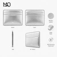 Étui à cartes en cuir argenté brillant avec logo personnalisé, texture réfléchissante, pochette pour cartes, portefeuille de cartes de crédit brillant, tendance pour la vente en gros