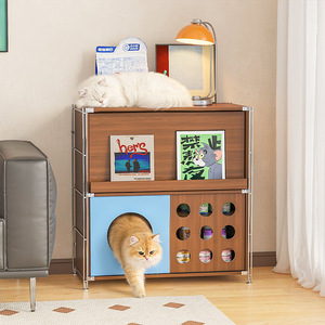 Casa para Gatos, Villa para Mascotas, Mueble Multifuncional de Almacenamiento con Cama y Baño, Rectangular, Tamaño Mediano para Gatos - Product Image 4