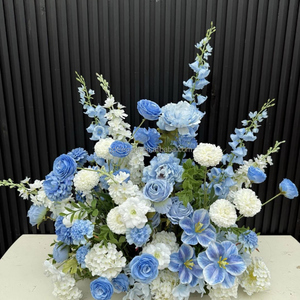 EG-ALR-BL01 2026 Fleurs artificielles au toucher naturel style ciel et mer pour allée, hydrangea bleu, allée de mariage, fleurs de mariage - Product Image 4