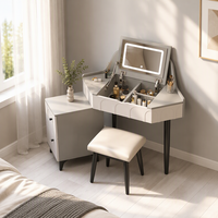 Table de toilette multifonctionnelle en bois massif avec rangement, écoresponsable, à peinture aqueuse, pour chambre d'hôtel ou gîte