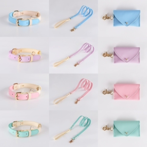 <span class=keywords><strong>Collar</strong></span> de perro de cuero genuino suave hecho a mano de lujo ajustable personalizado para mascotas de alta calidad y conjunto de bolsa de caca con correa - Product Image 6