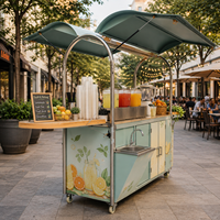 Chariot à boissons mobile personnalisé entièrement fermé et verrouillable, kiosque extérieur pour jus et café avec roues pour les stands de vente de nourriture de rue