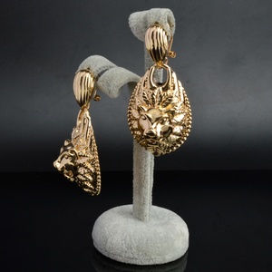 ต่างหูห้อยรูปหัวสิงโตชุบทอง 14K สไตล์โบฮีเมียนสำหรับผู้หญิง - Product Image 4