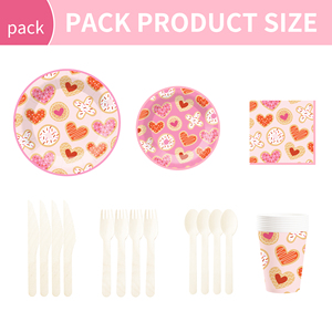 DAMAI - Juego de Vajilla Desechable de Papel con Diseño de San Valentín, Platos, Servilletas y Vasos con Forma de Corazón para Fiestas de Boda - Product Image 6