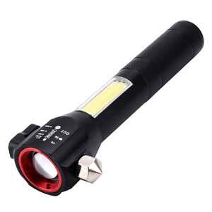 ไฟฉายอเนกประสงค์พร้อมไฟด้านข้างแบบ COB สีแดงเตือนภัย ชาร์จผ่าน USB ได้ กันน้ำ ใช้ในกรณีฉุกเฉิน ลำแสงแรง ตัวเครื่องทำจากพลาสติก - Product Image 1