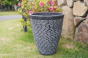 Pot de fleurs en résine plastique imitant la <span class=keywords><strong>pierre</strong></span>, pour l'intérieur et l'extérieur, grand format, auto-arrosant, avec trou de drainage, finition peinte, minimaliste - Product Image 3