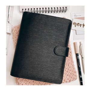 High quality custom logo a5 6 ring binder leather planner organizer with box and card holder