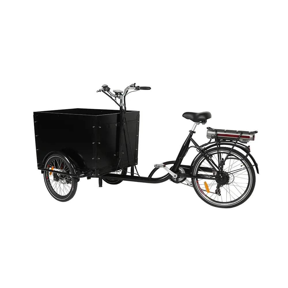 KUAKE hot sale three wheel 20"/24" Electric Cargo Bike/bakfiet/cargobike