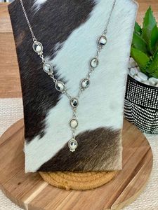 HIGH QUALITY STERLING SILVER & WHITE BUFFALO <b>LARIAT</b> NECKLACE GIFT FOR HER - Product Image 2