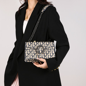 Bolso Bandolera de Diseño de Lujo LY para Mujer, con Patrón Geométrico Vintage, Cadena Simple, PU, Marca Famosa, Portátil para Uso Diario - Product Image 6