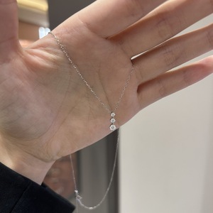 Collar de Plata de Ley S925 con un Solo Diamante Clásico, Cadena de Clavícula con Diamante de Alto Contenido de Carbono, Simple y Elegante - Product Image 1
