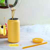 Mug en acier inoxydable 304 brillant de 16 oz, tasse à sublimation, canettes, gobelet isotherme à double paroi avec couvercle en plastique coloré et paille