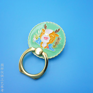 Custom Cartoon Metal Ring Holder Zinc Alloy Electroplated Painted Enamel <b>Desktop</b> <b>Stand</b> Gold Color - Product Image 2