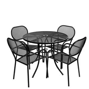 2023 New Arrival outdoor garden patio furniture metal 4 chair and table out door furniture Garden Metal furniture iron mesh