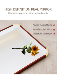 Commercio all'ingrosso barbiere full size in legno lungo pavimento in legno noce parete lunga decorazione per la casa soggiorno infrangibile trucco specchio - Product Image 5