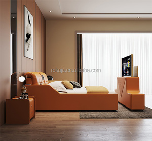Luxury Multifunctional <b>Double</b> Bed Leather Smart Speaker Air Purifier and Safe Box Chair Tv Position Rkj-rx23110 Multifunctional - Product Image 3