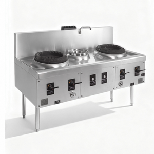 ステンレス鋼ダブルバーナー工業用2ウォックガスレンジレストラン設備中国製クッカーシングル暖かいガスストーブ - Product Image 3