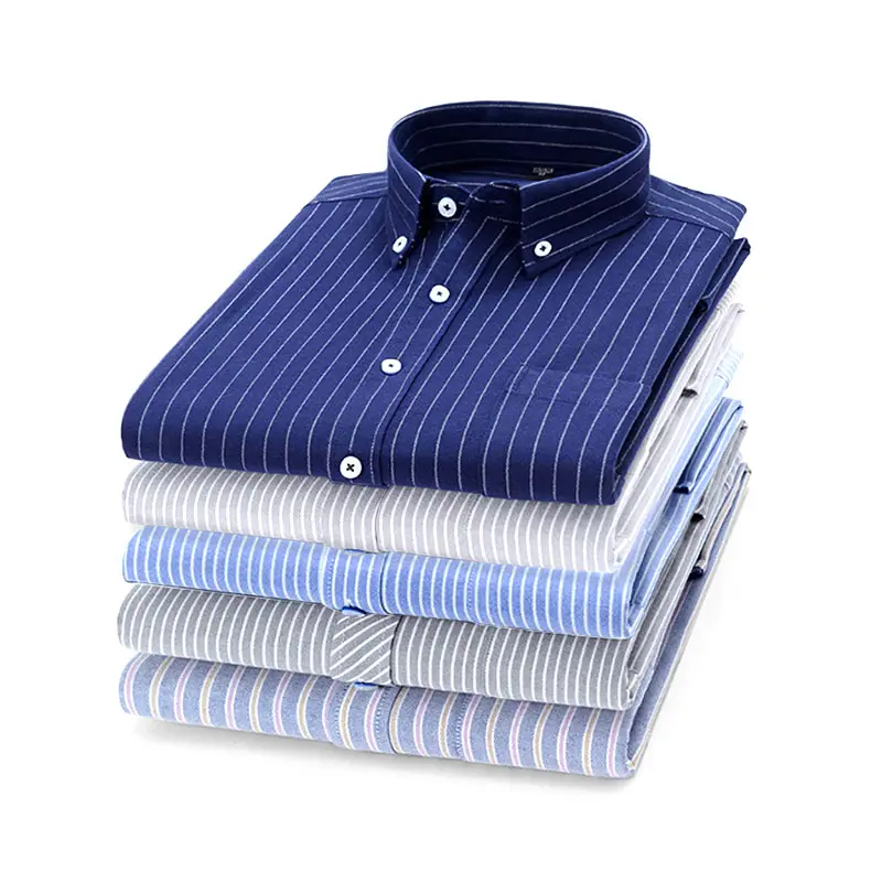 Latest Design Classic Formal all-match Solid Color Striped Long Sleeve Men's Shirt