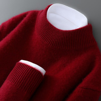 Reiner Wollpullover für Herren, Herbst und Winter Halbrollkragen Verdickter Weicher und Lockerer Pullover Strick-Basisshirt Kaschmirpullover