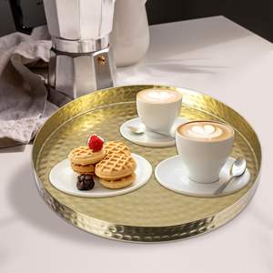 Plateau décoratif en métal en aluminium élégant et brillant Design robuste pour hôtels, restaurants ou décorations intérieures chics pour la maison - Product Image 1