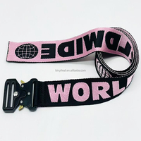 Ceinture tactique pour homme avec boucle en métal à logo jacquard tissé personnalisé de 3,8 cm, en tissu nylon épais et durable, pour le sport et le ski Freestyle