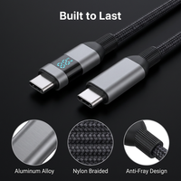 Nouveau design, câble USB C 100W, nylon tressé durable, alliage d'aluminium, type C vers CSafe, charge avec affichage numérique LED de la puissance