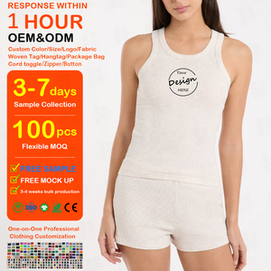 Women Clothing Manufacturer Wholesale Ribbed Women Tank Top High Quality Custom Logo Woven Label Fitted Elastic Cotton Tank Top - Product Image 1