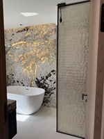 Puerta de Baño de Aluminio de Alta Resistencia con Acabado Resistente al Agua, Decorativa, en Forma de Concha, Estilo Francés Premium