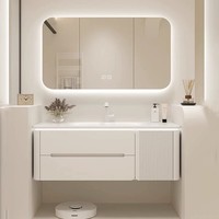 Ensemble de meuble-lavabo de salle de bain avec finition cuite sur mesure, lavabo intégré en acrylique pur, vasque de salle de bain