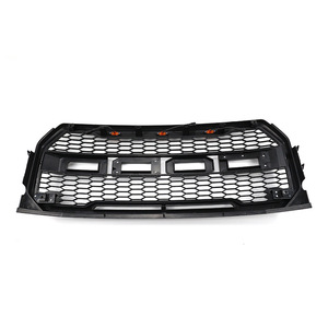Calandre avant noire brillante en ABS avec grille grise, modifiée pour F150 15-17, compatible avec le pare-chocs ZS-0000, en matériau ABS noir brillant pour voiture - Product Image 1