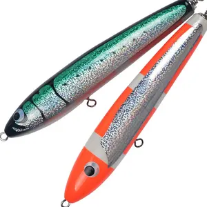 Isca de pesca artesanal, vara de pesca feita à mão, lápis de madeira, isca de pesca flutuante para água, 120g/22cm