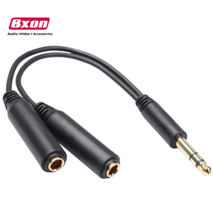 20cm 6.35mm 1/4 inci Male TRS steker Stereo ke 2*6.35mm 1/4 inci Male TRS Female Audio Y kabel Splitter - Product Image 1