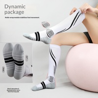 Chaussettes de compression sportives à pression de niveau 2 pour mollets, antidérapantes, tricotées, avec semelle bouclée ODM, pour la course et le cyclisme, tube long