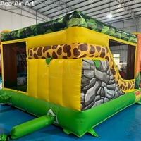 Château gonflable commercial sur le thème des animaux de la jungle et du zoo, idéal pour la location et les événements festifs