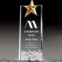 Trophée en verre cristallin K9 durable fait main, personnalisable avec logo et texte, pour récompense de conférence annuelle