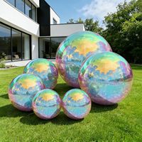 Boule miroir gonflable irisée en PVC réfléchissant pour événements, fêtes, affichage publicitaire et structures gonflables